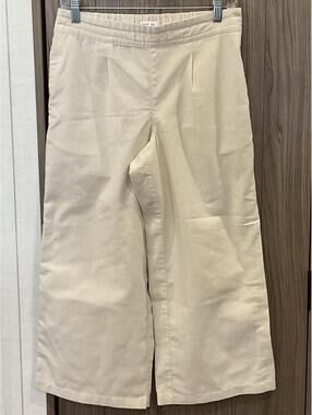 Per Se Womens Elastic Waist Linen Capri Pants Size S Loose Thread